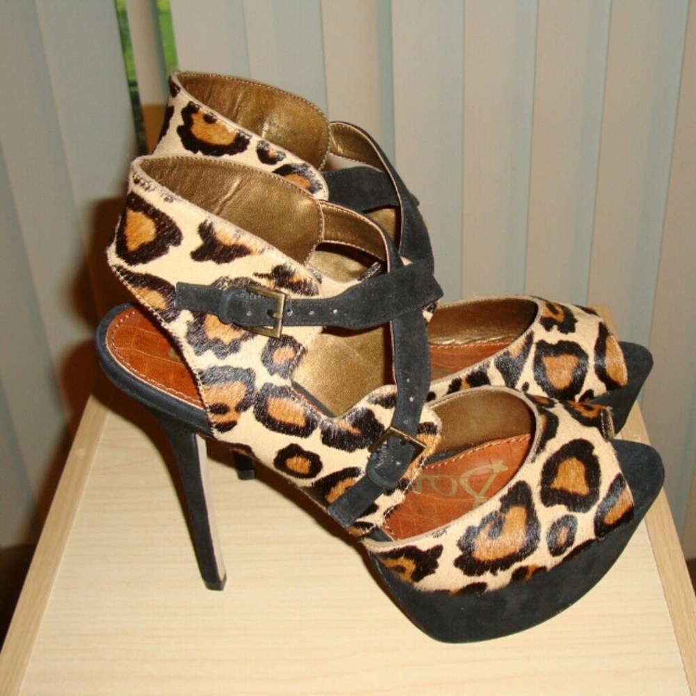 Sam Edelman Leopard Peep Toe Heels